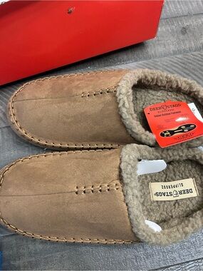 Deer Stags Tan Suede Shearling-Lined Slip-On Moccasins